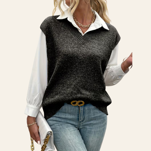 Orvalés  |  Gilet Sans Manches Femme Maille Dentelle Florale Casual