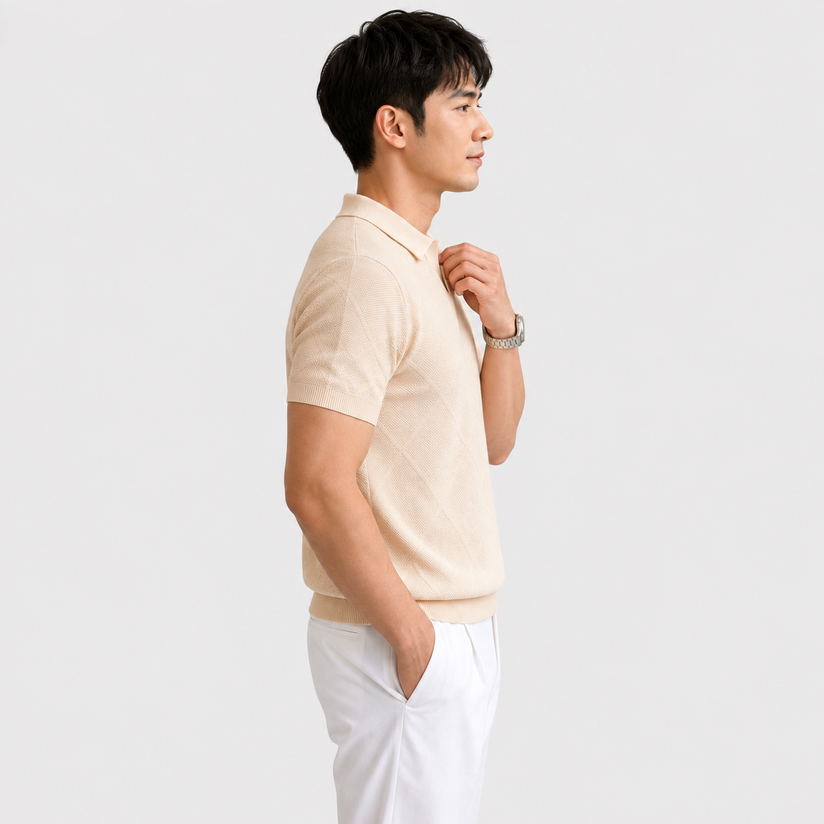 Orvalés | Men’s Knit Polo Shirt Cotton Blend Short Sleeve Regular Fit