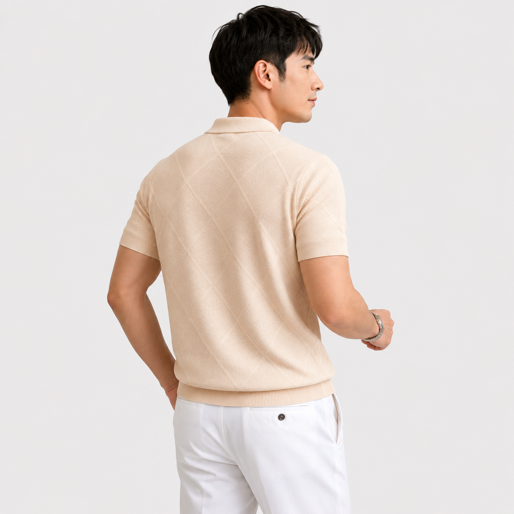 Orvalés | Men’s Knit Polo Shirt Cotton Blend Short Sleeve Regular Fit