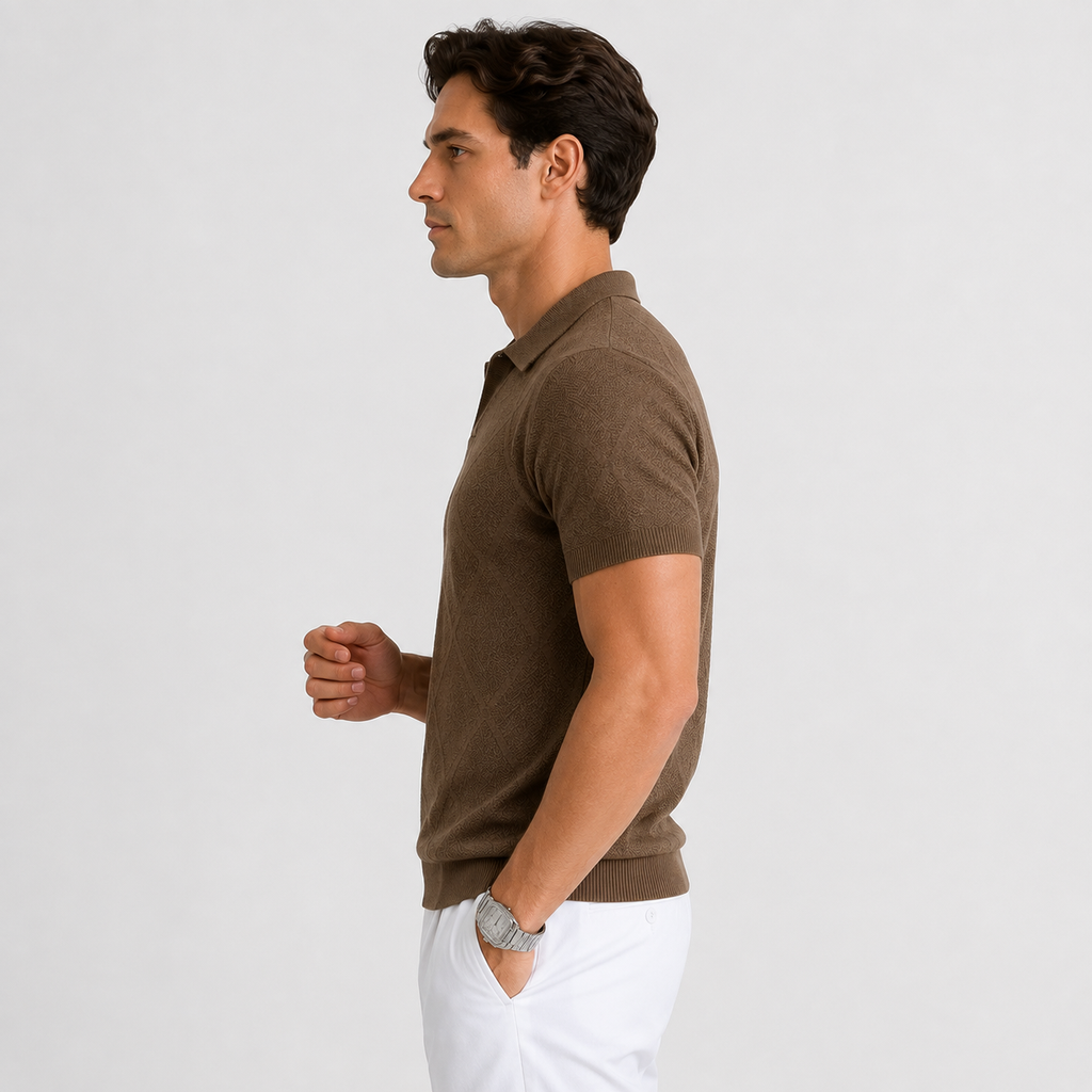 Orvalés | Men’s Knit Polo Shirt Cotton Blend Short Sleeve Regular Fit