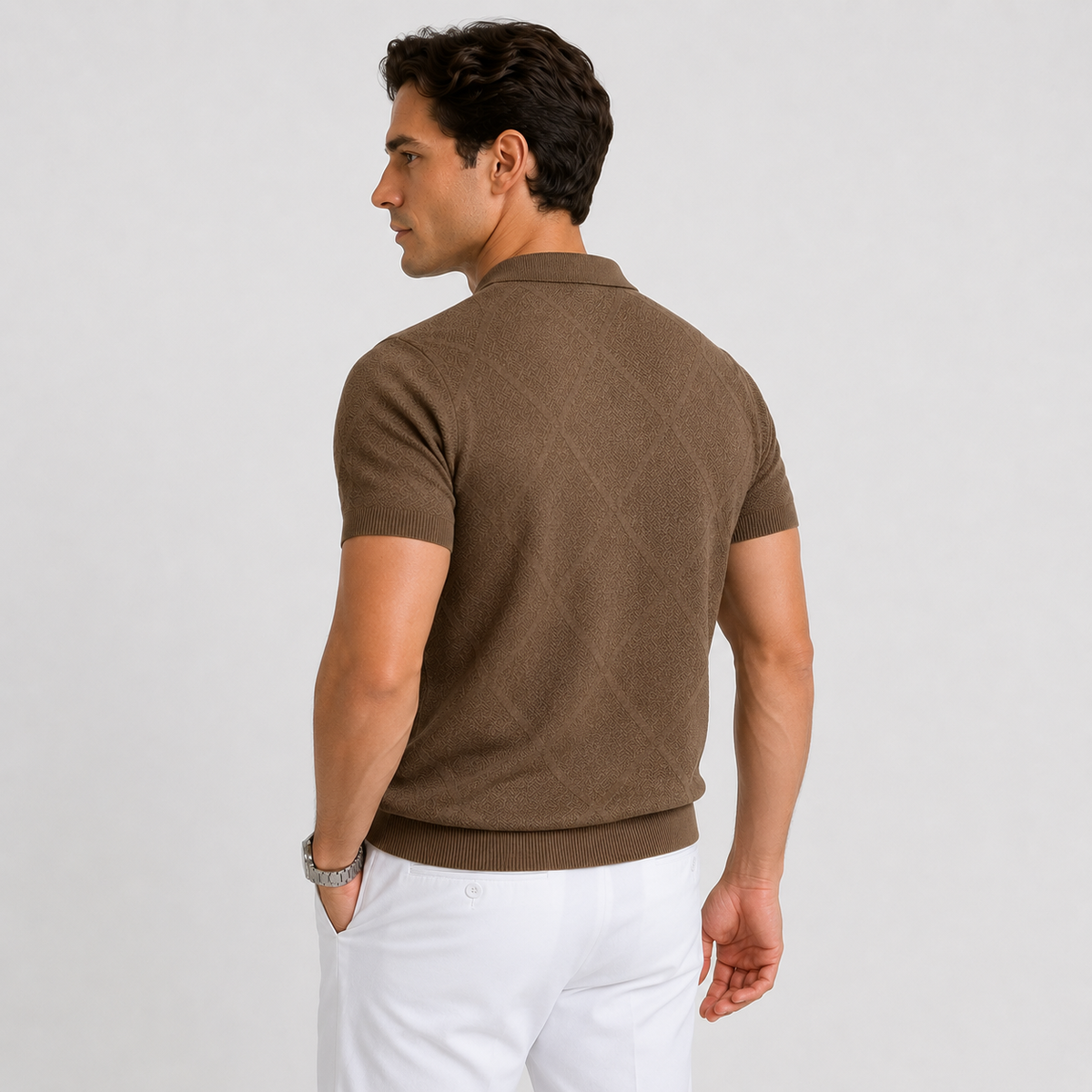 Orvalés | Men’s Knit Polo Shirt Cotton Blend Short Sleeve Regular Fit