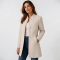 Orvalés | Manteau Chaud Femme Col Officier Mi-Long Boutonné