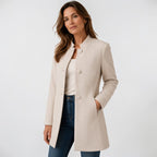 Orvalés | Manteau Chaud Femme Col Officier Mi-Long Boutonné