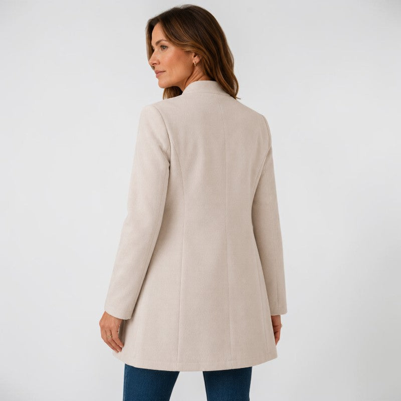 Orvalés | Manteau Chaud Femme Col Officier Mi-Long Boutonné