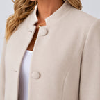 Orvalés | Manteau Chaud Femme Col Officier Mi-Long Boutonné