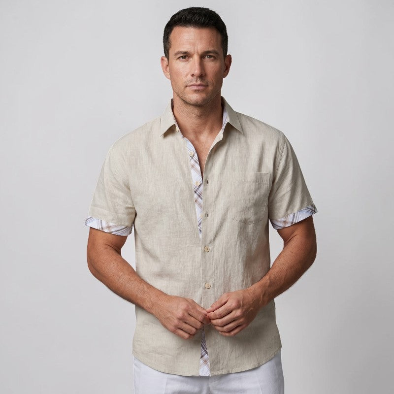 Orvalés | Chemise Homme en Lin à Manches Courtes avec Poche