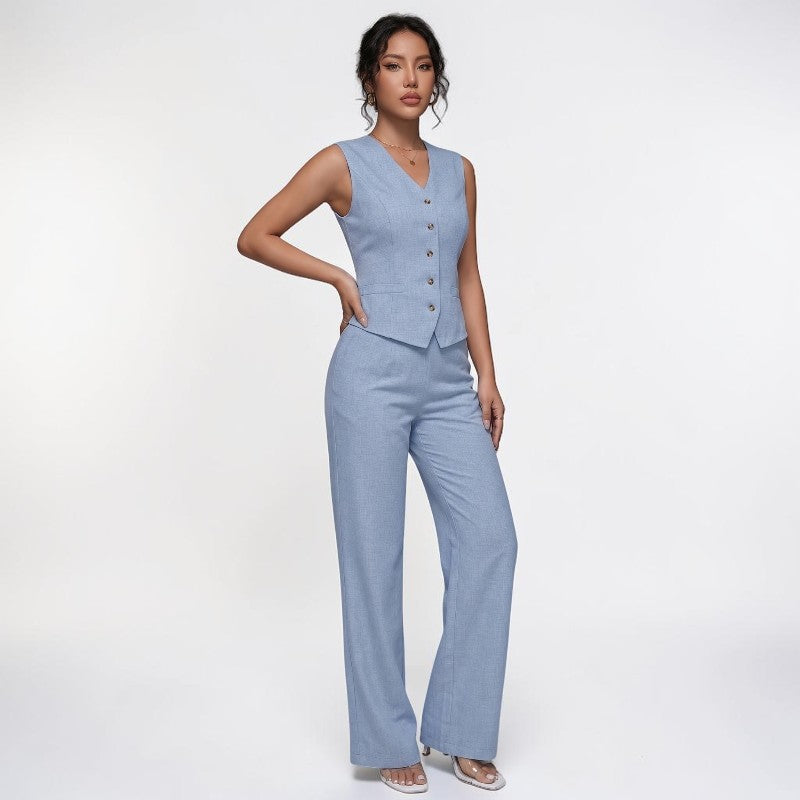 Orvalés | Ensemble Femme Chic Bureau Gilet et Pantalon Droit