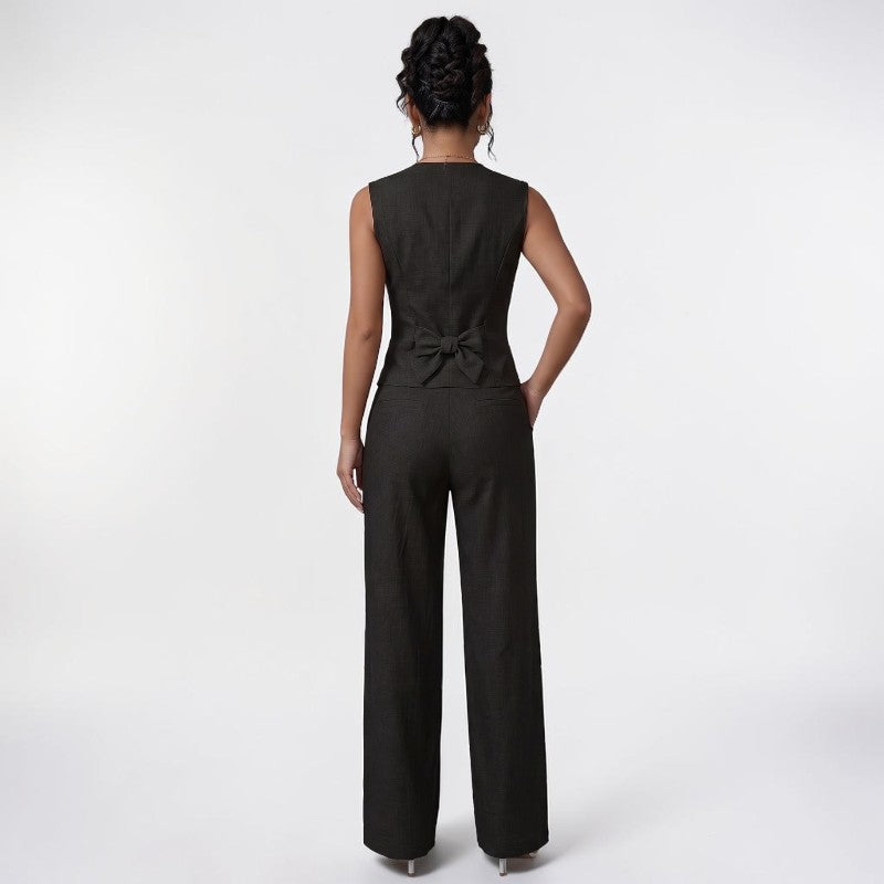 Orvalés | Ensemble Femme Chic Bureau Gilet et Pantalon Droit