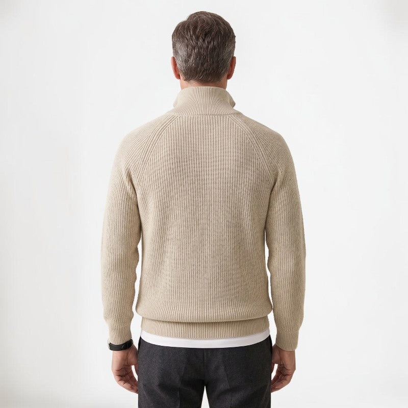 Orvalés | Pull col cheminée zippé homme maille épaisse chaud