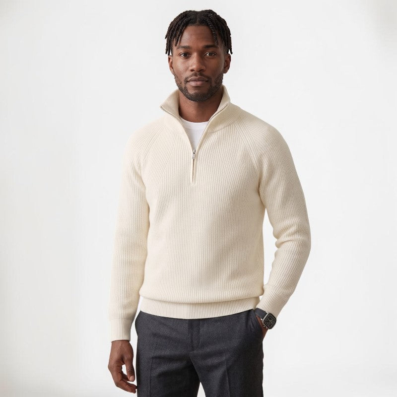 Orvalés | Pull col cheminée zippé homme maille épaisse chaud