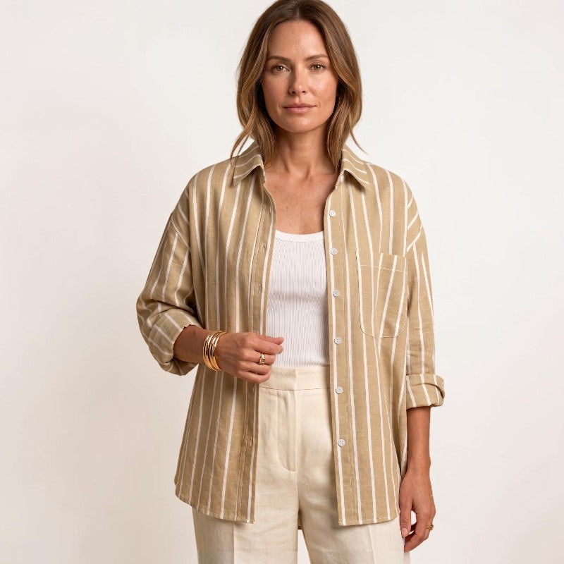 Orvalés | Chemise Femme Rayée Coupe Ample Col Classique Boutonnée