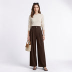 Orvalés | Pantalon Large Femme Taille Haute Chic Décontracté