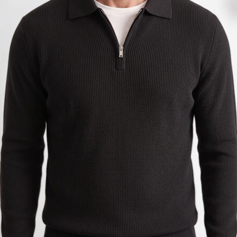 Orvalés | Pull homme col châle zip maille épaisse décontracté