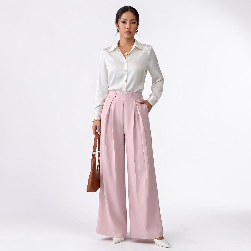 Orvalés | Pantalon Femme Taille Haute Coupe Large Style Classique
