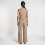 Orvalés | Ensemble Femme Gilet Rayé et Pantalon Large à Boutons Dorés
