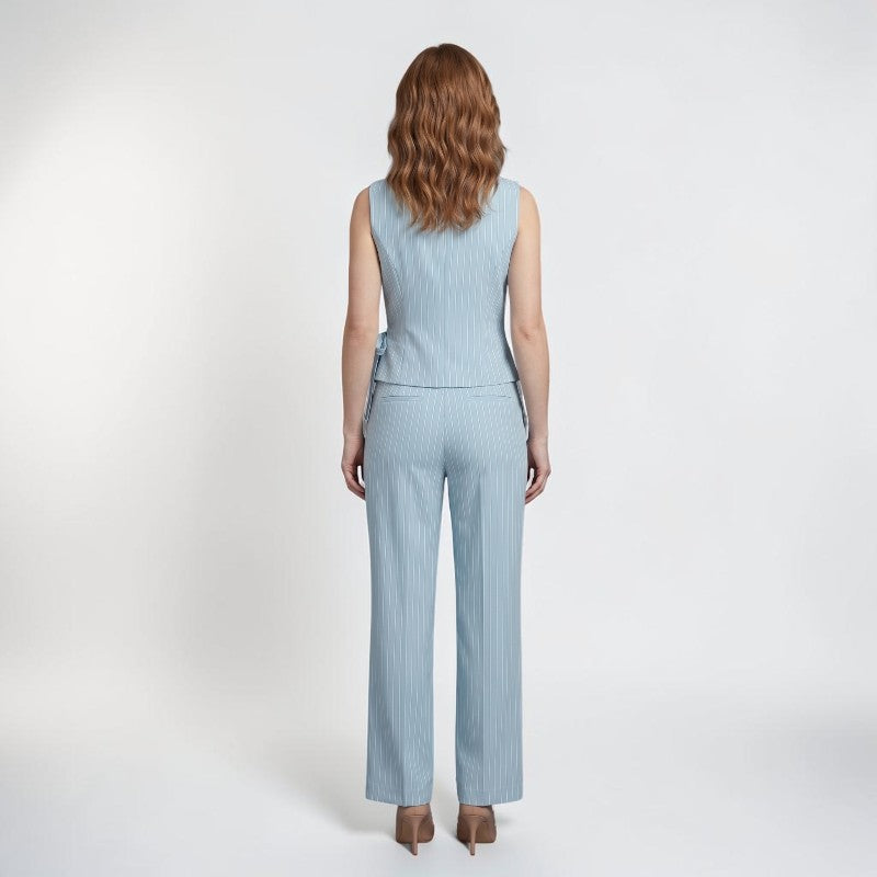 Orvalés | Ensemble Femme Rayé Sans Manches Pantalon Large Élégant