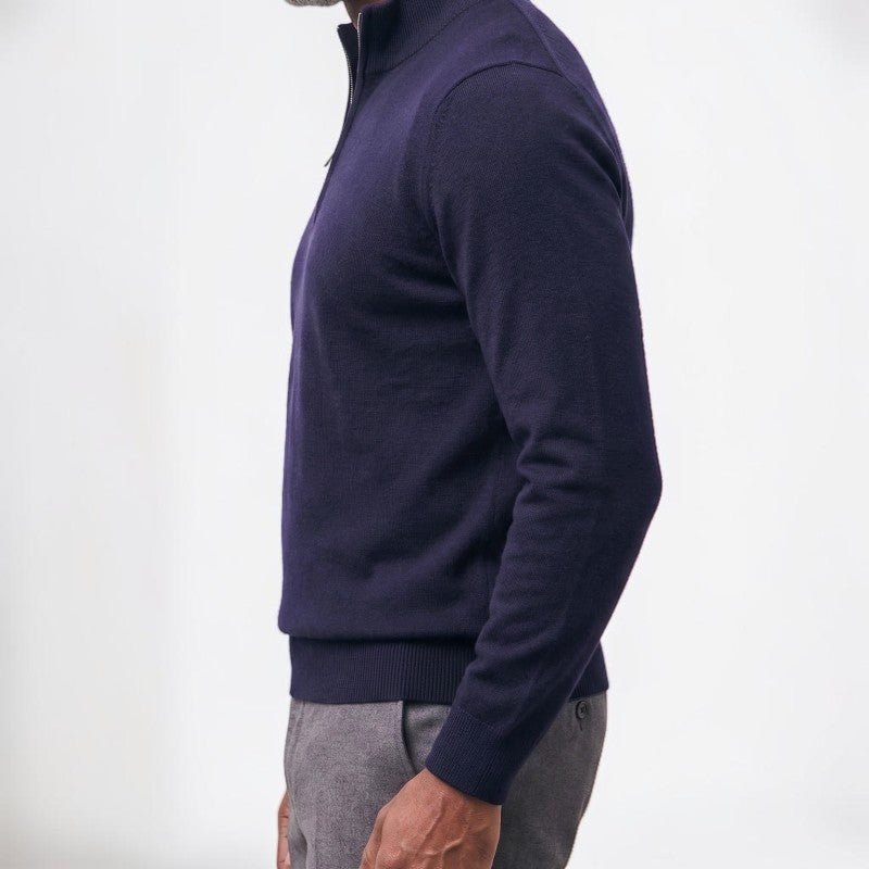 Orvalés | Pull Homme Col Cheminée Zippé Épais Couleur Unie