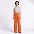 Orvalés | Pantalon Femme en Lin Mélangé Taille Haute Coupe Large Été