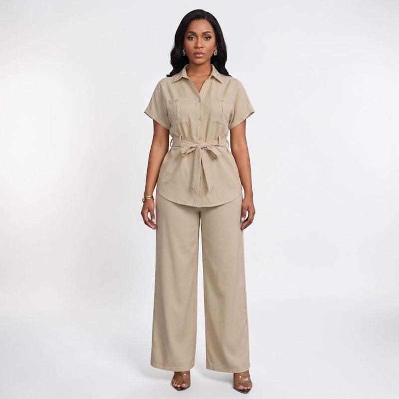 Orvalés | Ensemble Premium Femme Chemise et Pantalon Large Intemporel