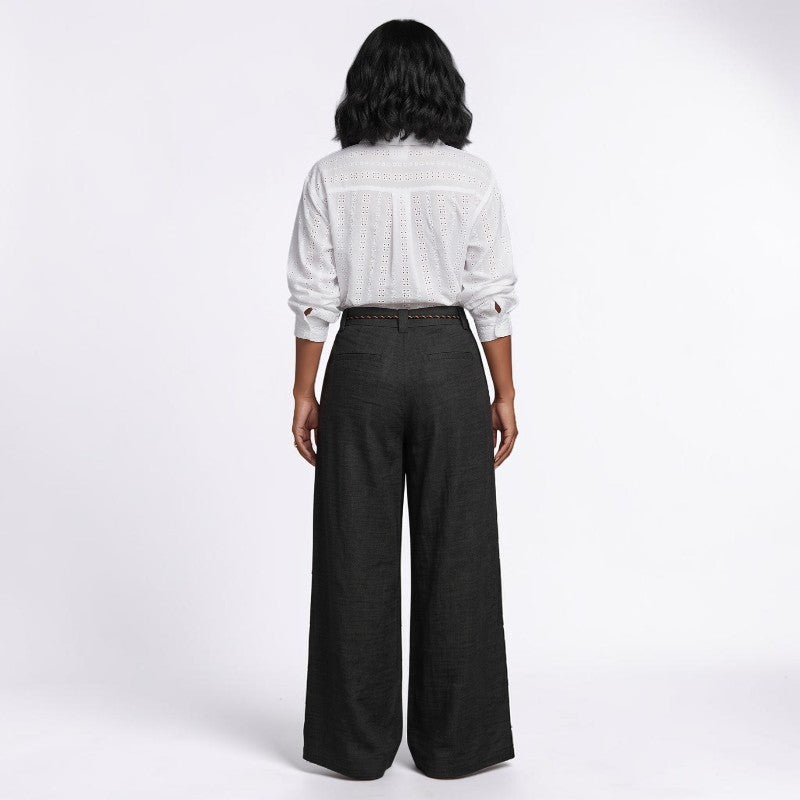 Orvalés | Pantalon Large Femme en Lin Taille Haute à Cordon d'Été