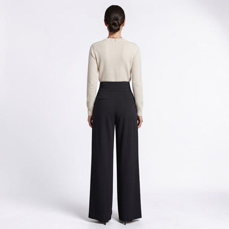 Orvalés | Pantalon Large Femme Taille Haute Chic Décontracté