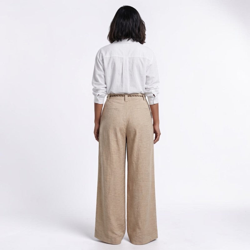 Orvalés | Pantalon Large Femme en Lin Taille Haute à Cordon d'Été