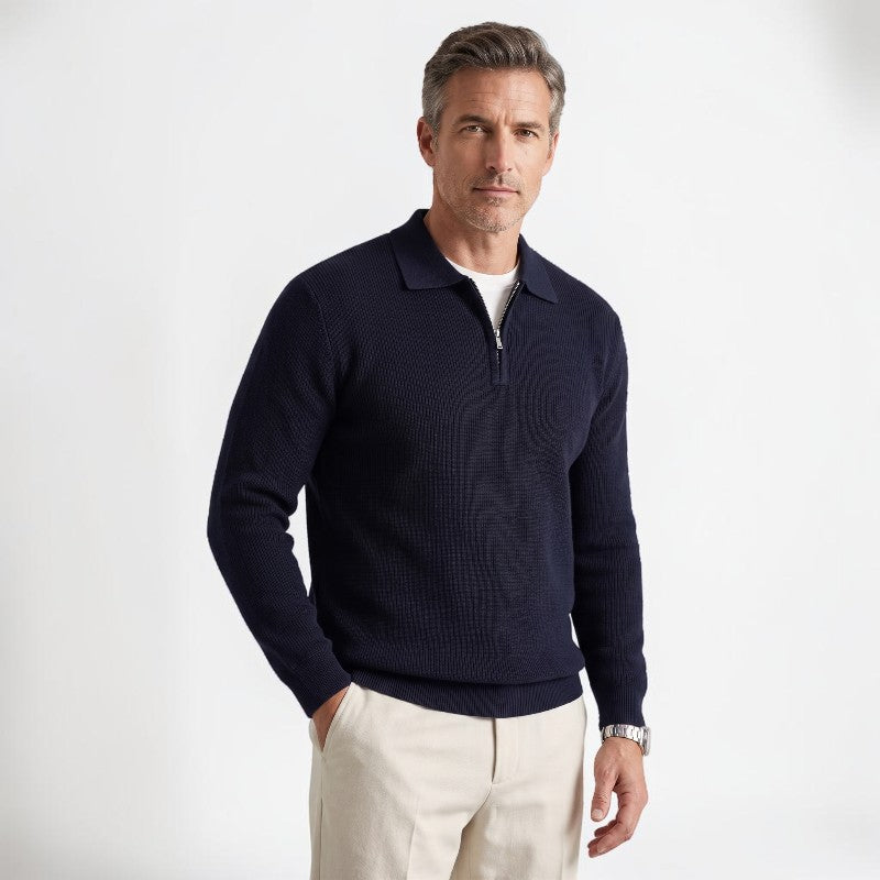 Orvalés | Pull homme col châle zip maille épaisse décontracté