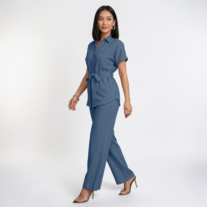 Orvalés | Ensemble Premium Femme Chemise et Pantalon Large Intemporel