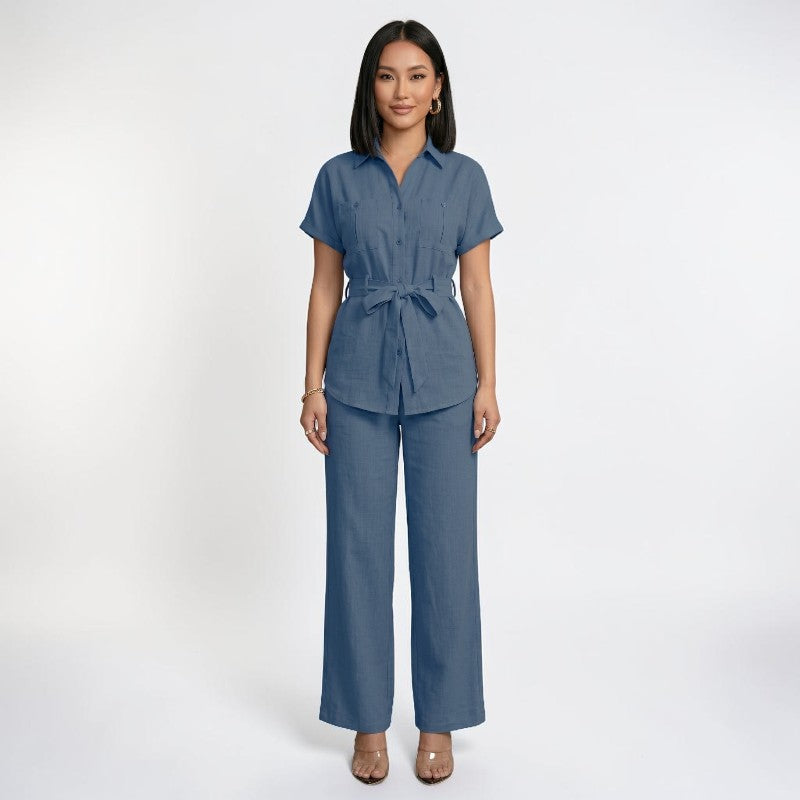 Orvalés | Ensemble Premium Femme Chemise et Pantalon Large Intemporel