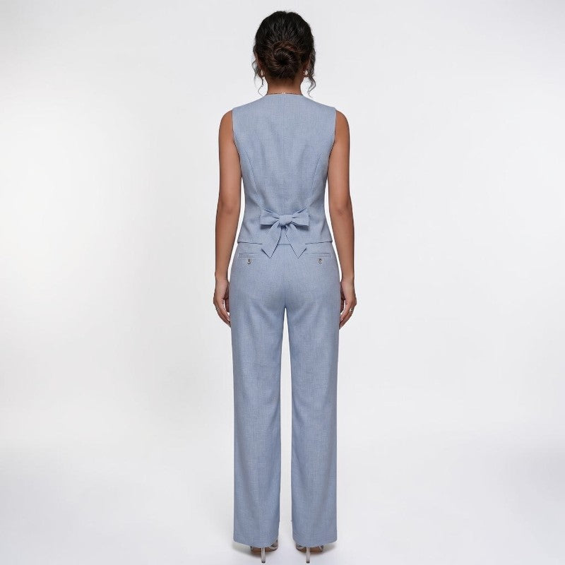 Orvalés | Ensemble Femme Chic Bureau Gilet et Pantalon Droit