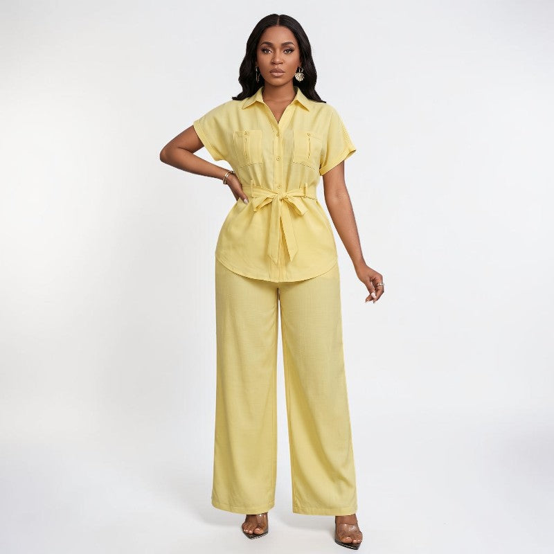 Orvalés | Ensemble Premium Femme Chemise et Pantalon Large Intemporel