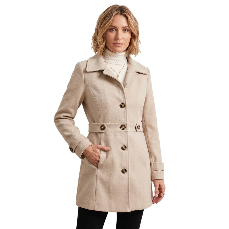 Orvalés | Manteau Tweed Femme Mi-Long Couleur Unie Hiver