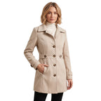 Orvalés | Manteau Tweed Femme Mi-Long Couleur Unie Hiver