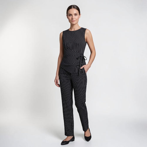 Orvalés | Ensemble Femme Rayé Sans Manches Pantalon Large Élégant