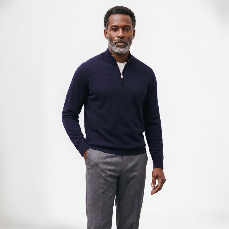 Orvalés | Pull Homme Col Cheminée Zippé Épais Couleur Unie