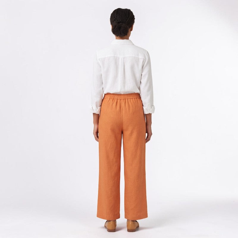 Orvalés | Pantalon Femme en Lin Mélangé Taille Haute Coupe Large Été
