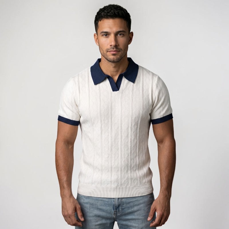 Orvalés | Polo Homme Jacquard Maille Style Classique Été Business Casual