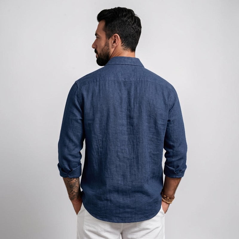 Orvalés | Chemise Homme Lin Style Manches Longues Légère et Respirante