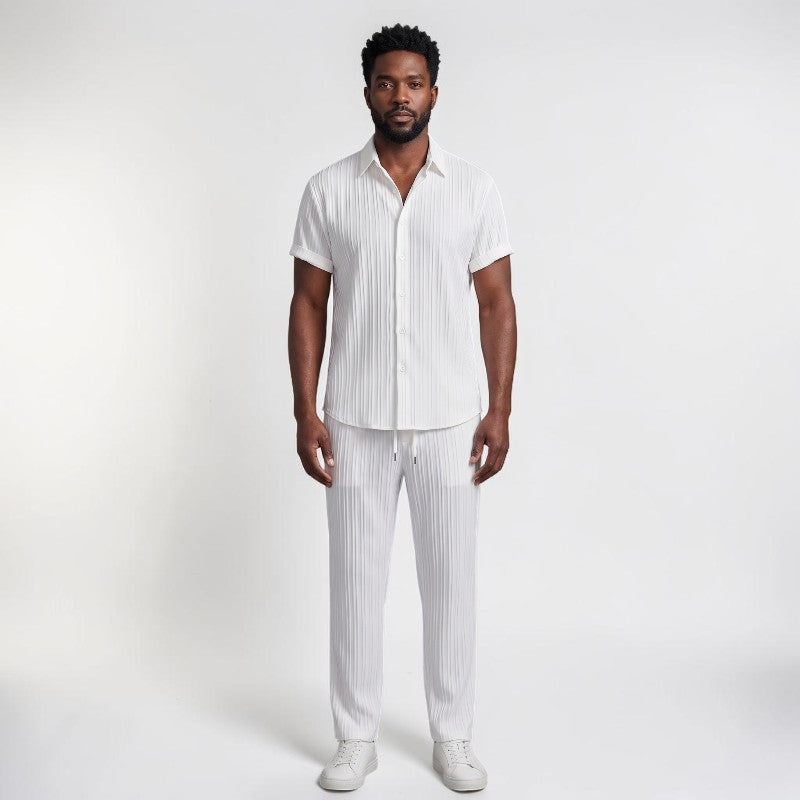 Orvalés | Ensemble Homme en Lin Chemise Manches Courtes et Pantalon
