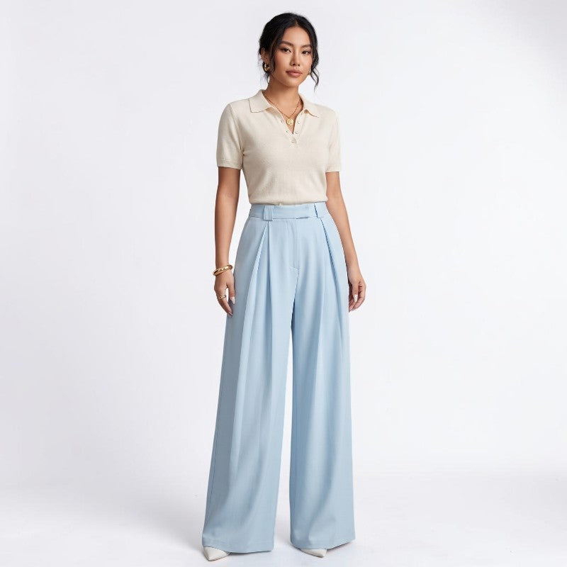 Orvalés | Pantalon Femme Taille Haute Coupe Large Style Classique