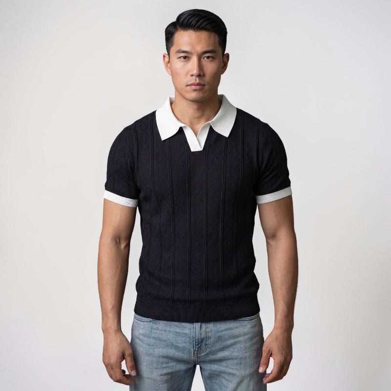 Orvalés | Polo Homme Jacquard Maille Style Classique Été Business Casual