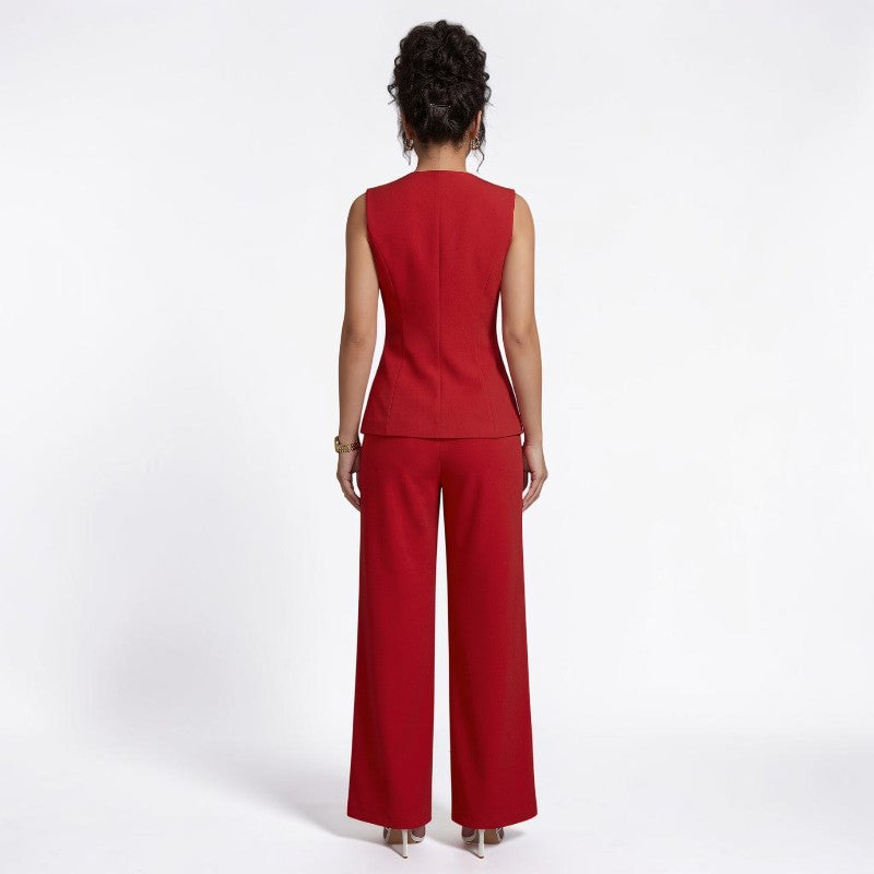 Orvalés | Ensemble Femme Chic Bureau Gilet et Pantalon Droit