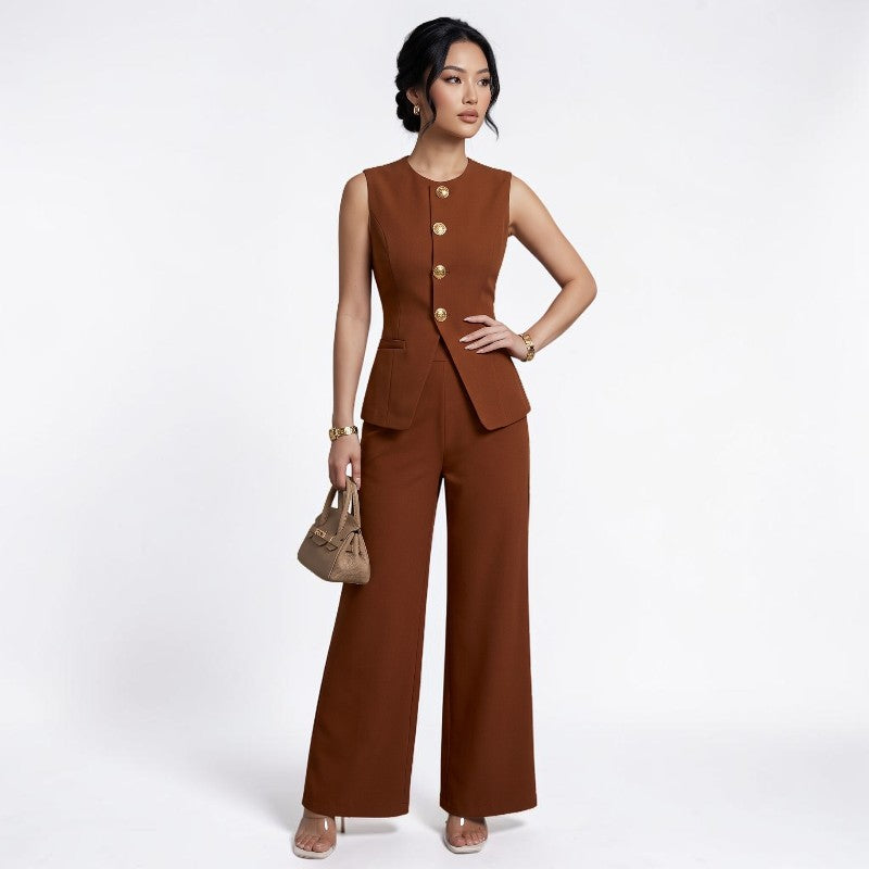 Orvalés | Ensemble Femme Chic Bureau Gilet et Pantalon Droit