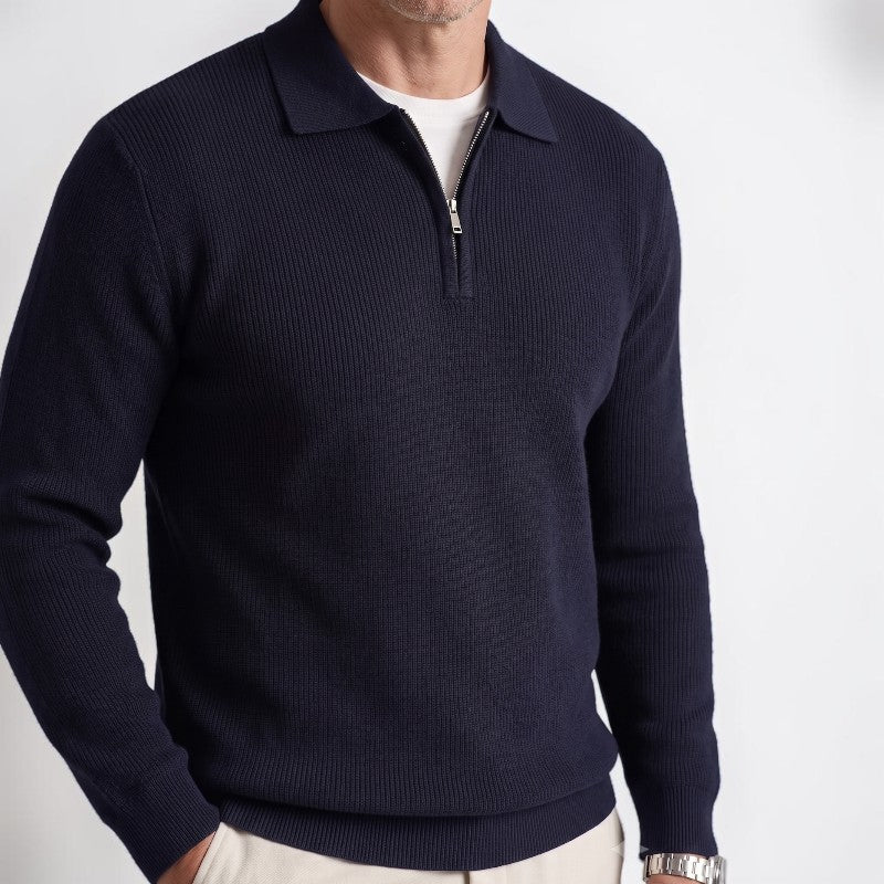 Orvalés | Pull homme col châle zip maille épaisse décontracté