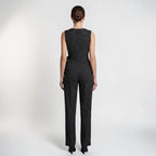 Orvalés | Ensemble Femme Rayé Sans Manches Pantalon Large Élégant