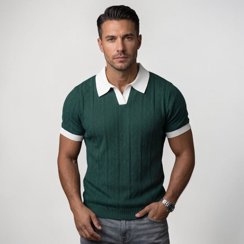 Orvalés | Polo Homme Jacquard Maille Style Classique Été Business Casual