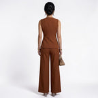 Orvalés | Ensemble Femme Chic Bureau Gilet et Pantalon Droit