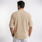 Orvalés | Chemise Henley Homme en Lin Manches Longues Style Décontracté