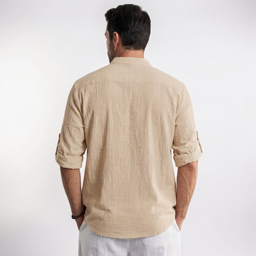 Orvalés | Chemise Henley Homme en Lin Manches Longues Style Décontracté