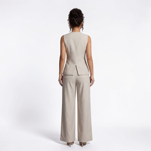 Orvalés | Ensemble Femme Chic Bureau Gilet et Pantalon Droit